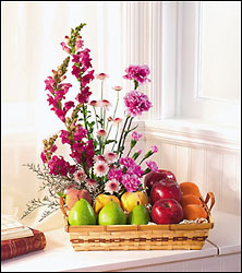 Mixed Fruit and Fresh Floral Arrangement