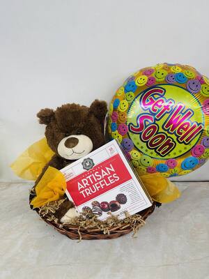 Bear/chocolate/get well balloon Basket 