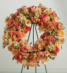 Shades of peach Funeral Wreath 